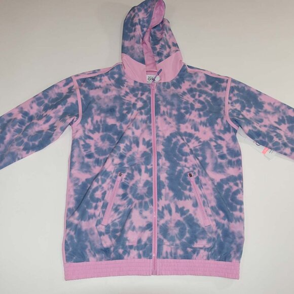 Athleta Girl's Happy Go Lucky Jacket XXL / 16 NWT Pink Blue Tie Dye Zip Front